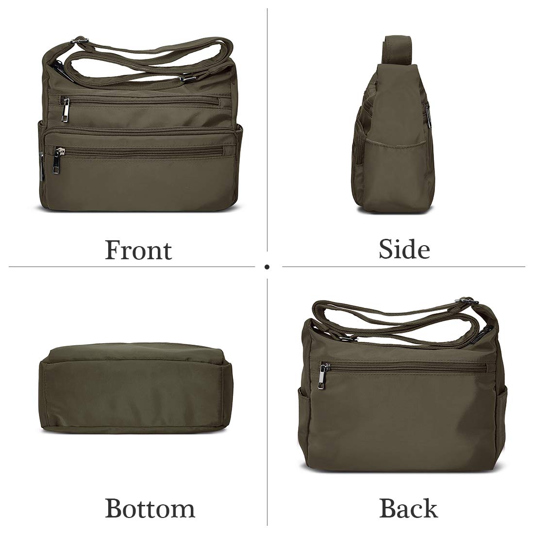 VOLGANIK ROCK RFID Purses for Women Fabric Nylon Multi Pocket Crossbody Bag Ladies Travel Handbag
