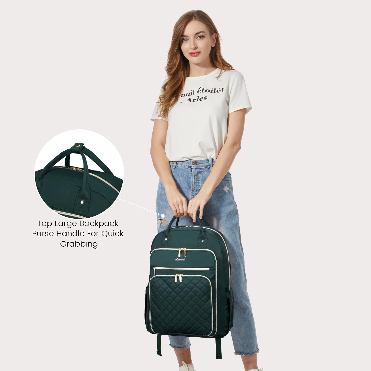LOVEVOOK Laptop Backpack for Women, Water Resistant Travel Work Backpacks Purse College Business Teacher Nurse Computer bag with USB Charging Port