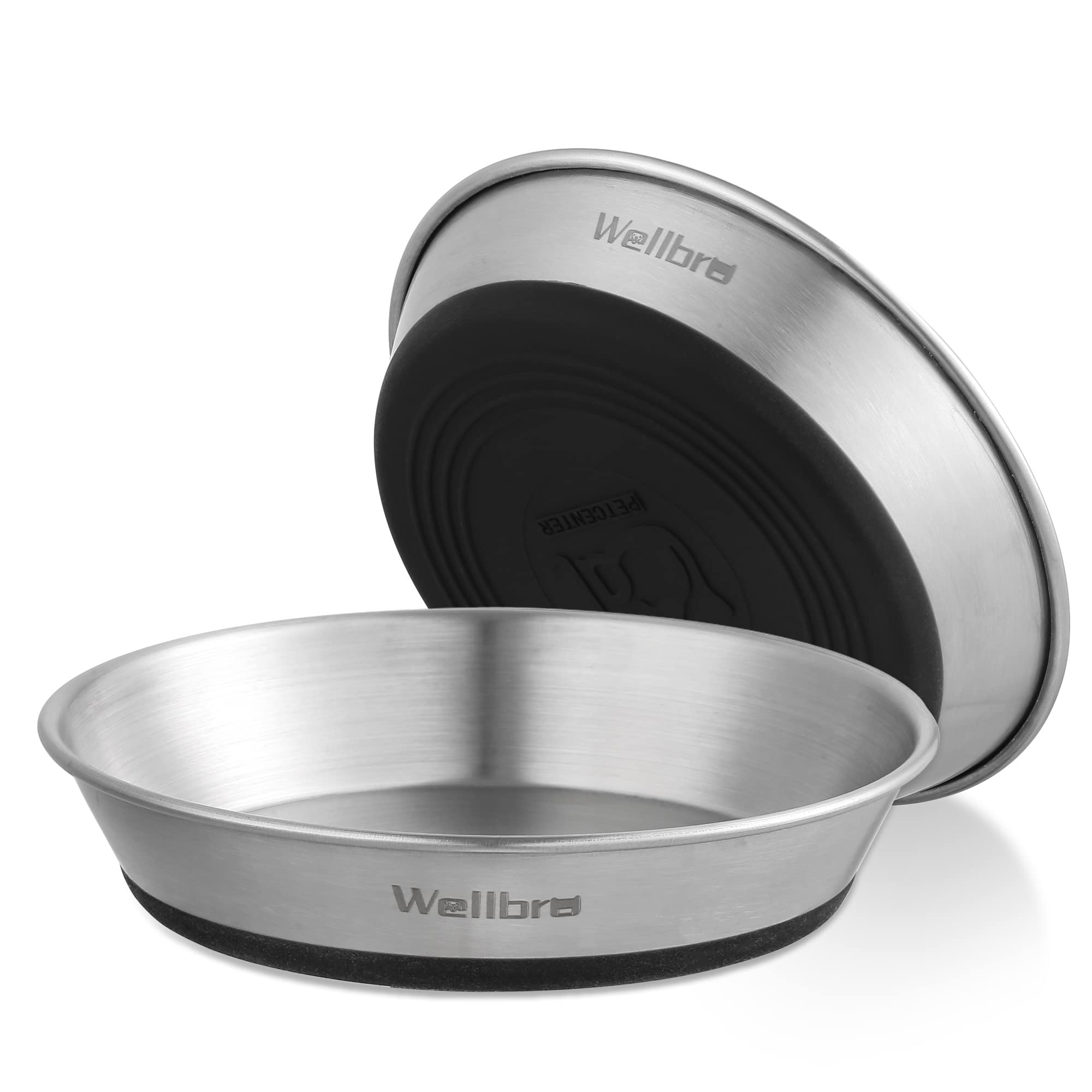 Cat Bowls, Stainless Steel Cat Bowls for Food and Water, Whisker Fatigue Shallow Non-Slip Dishes Plates for Small Dog Puppies Cats
