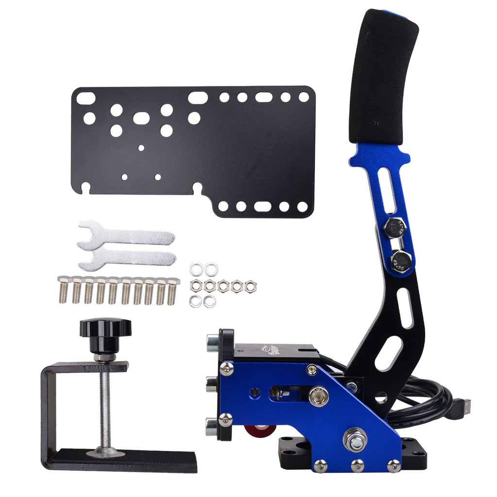 CNRAQR PC Racing Game USB Handbrake for 16Bit SIM for Racing Games, Compatible with G27 G29 G920 G923 T500 T300 Simulate Linear Handbrake（With Fixing Clip and Plate