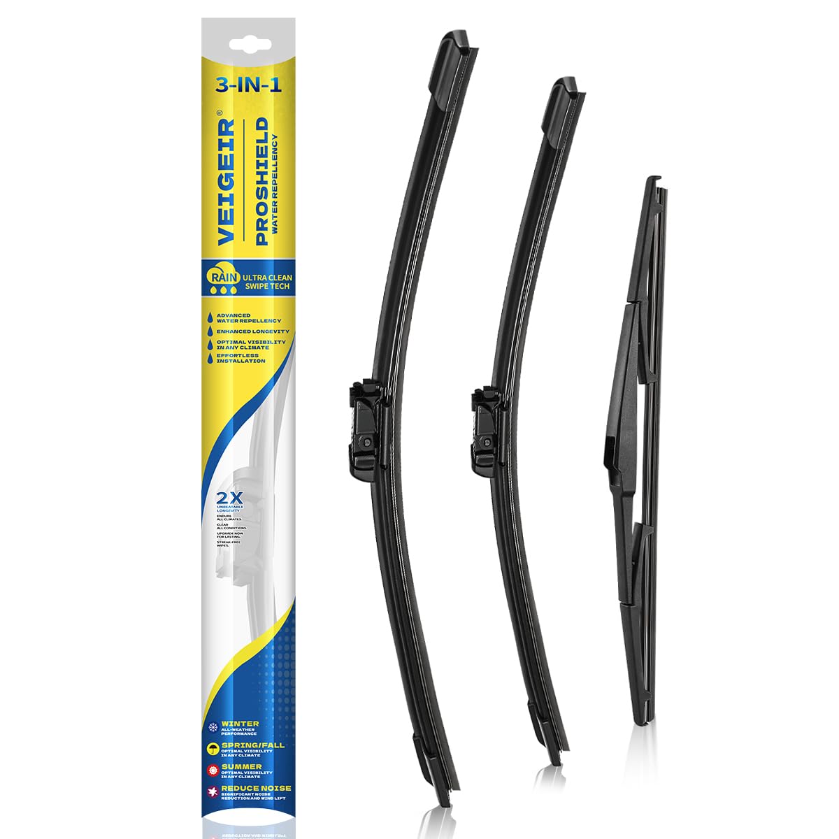 3 Pack Windshield Wiper Blades Compatible with Ford Escape 2008 2009 2010 2011 2012 Original Factory Quality Front Rear Wipers Blade Set for My Car - 20" 20" 12"