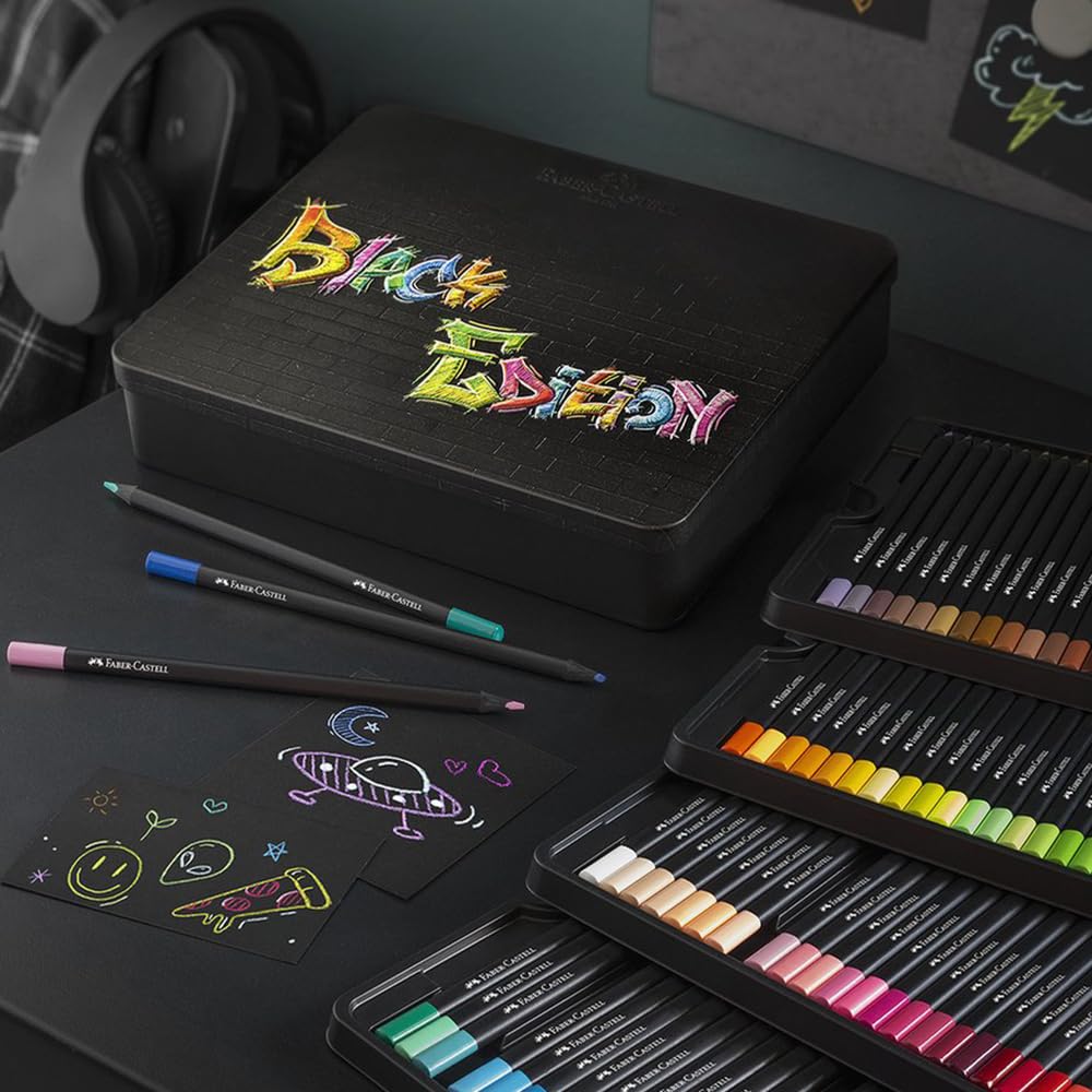 Faber-Castell Black Edition Colored Pencils| Great Back to School Art Supplies | Classic (12 Count)