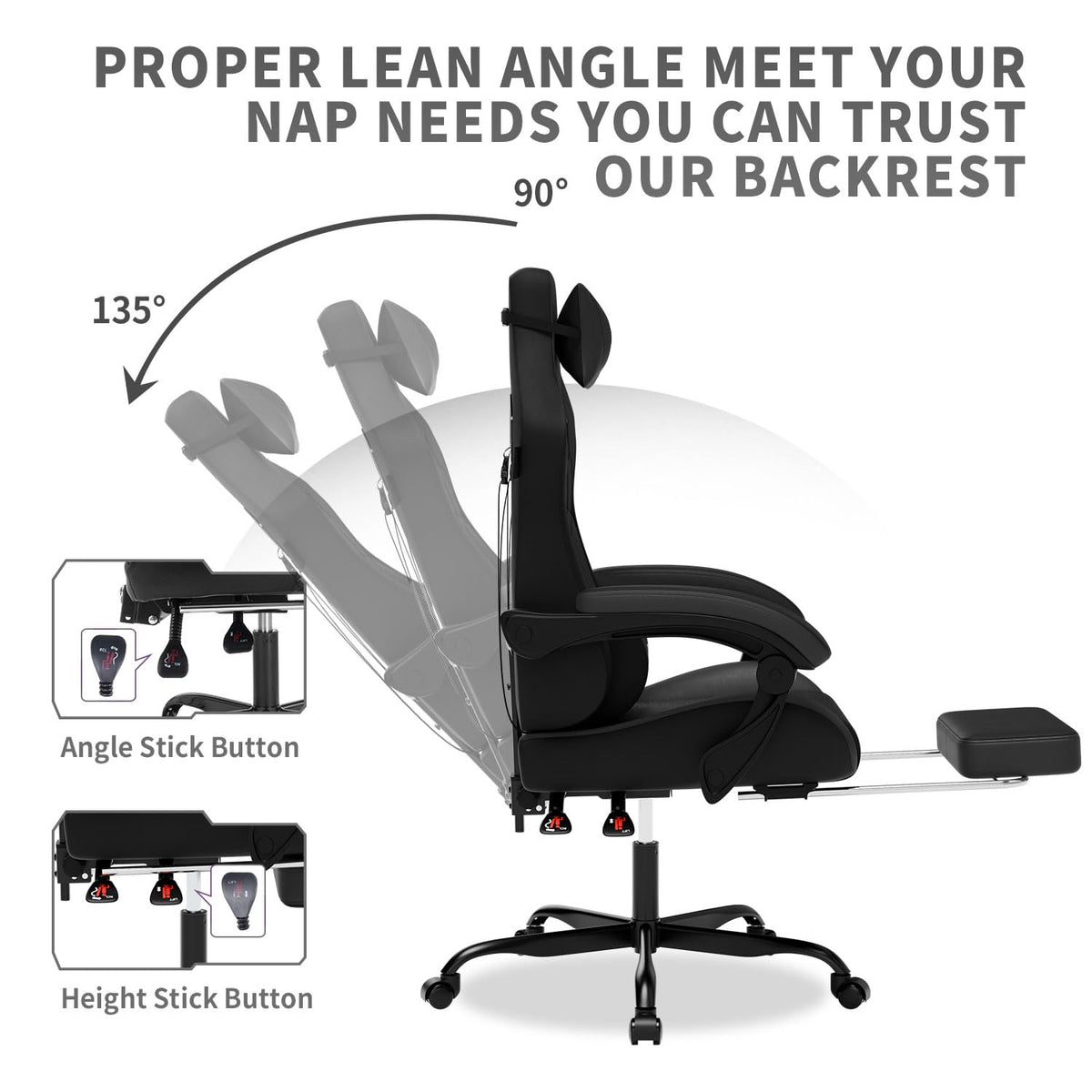 Gaming Chair with Footrest,High Back with Massage Reclining Computer Chair， Big and Tall Racing Gaming Chair Ergonomic Game Chair for Adults PVC Leather (Red)