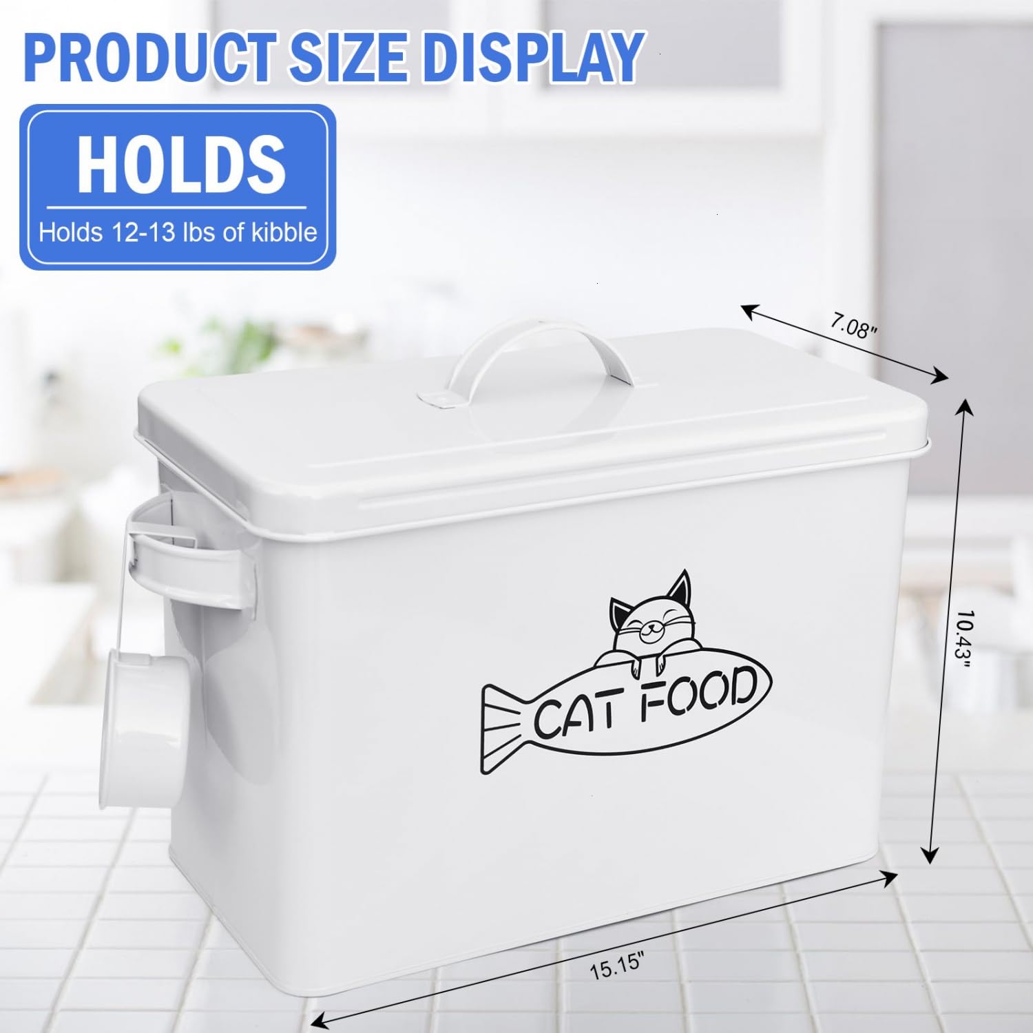 Vumdua Dog and Cat Food Storage Container, Farmhouse Pet Food Containers with Lid and Dry Food Scoop, Durable Airtight Great Gift for Pet Owners