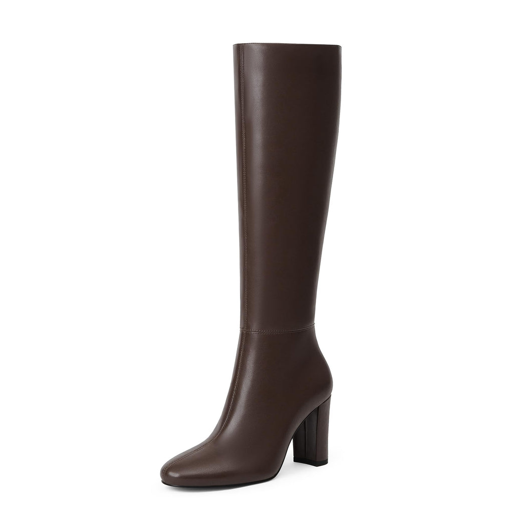 Modatope Knee High Boots for Women Chunky Heel Rounded Toe Womens Tall Boots