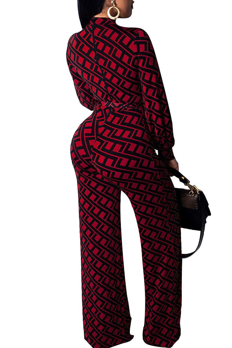 Jumpsuit for Women Sexy Elegant Long Straight Pants Cocktail Printing Jumpsuits Party Club with Zipper