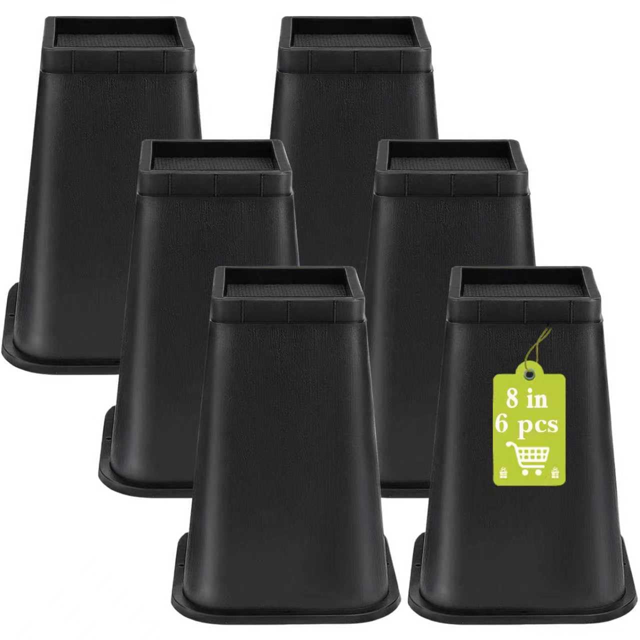 12 Pack Furniture Risers 1 Inch, Adjustable Bed Risers Heavy Duty for Table Desk Couch Chair Sofa Cabinet Bed Frame Dorm, Square Stackable Table Leg Risers Lift Height 1", 2" or 3", Black