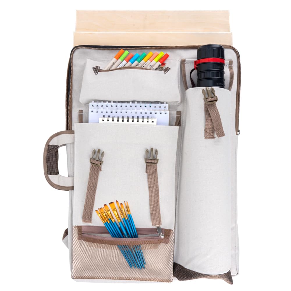 TRANSON Art Portfolio Case Artist Backpack Canvas Bag Large 26” x 19.5”