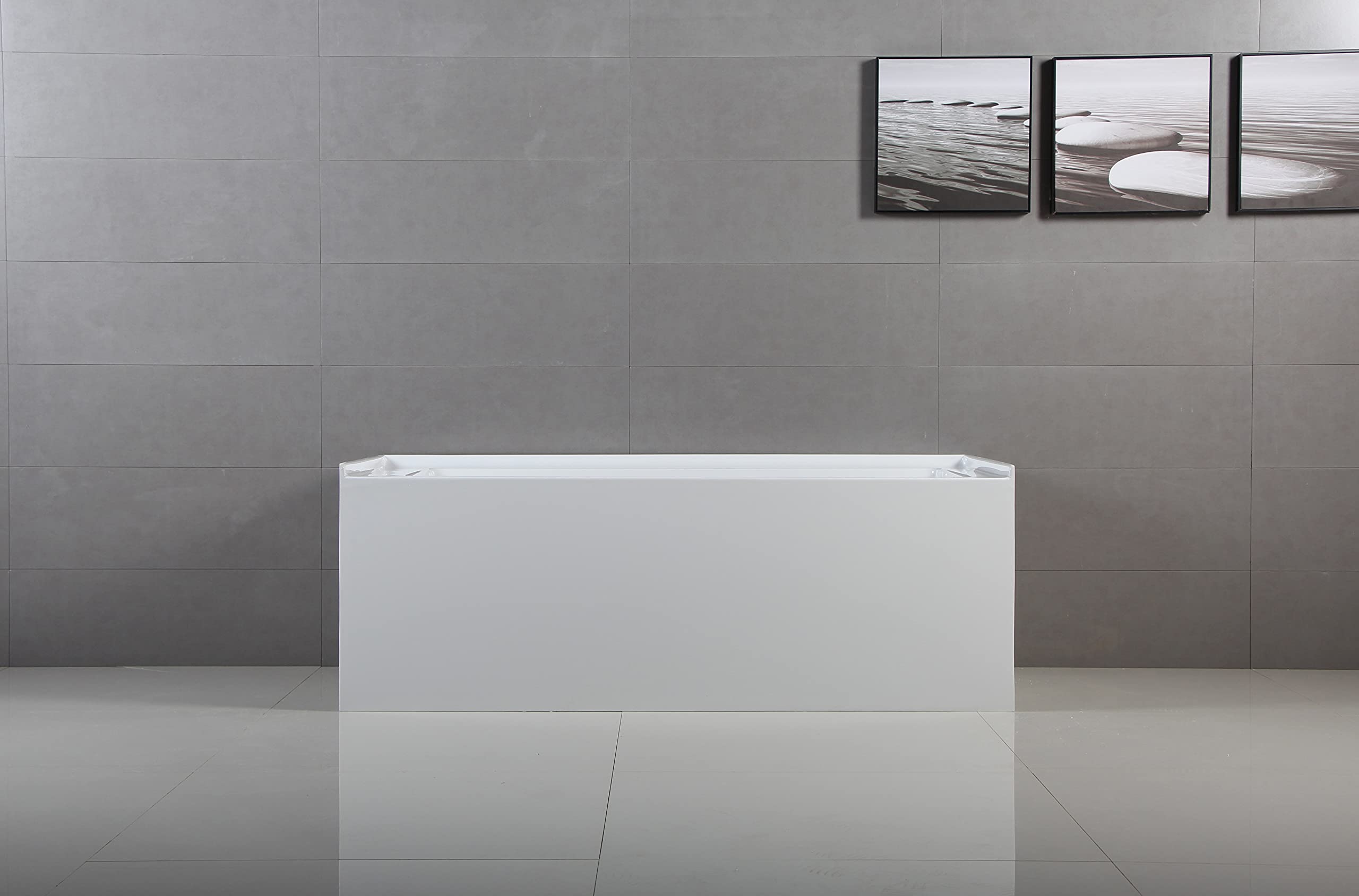 Aqua Eden VTAP6032R22 60-Inch Acrylic 3-Wall Alcove Tub with Right Hand Drain Hole, Glossy White