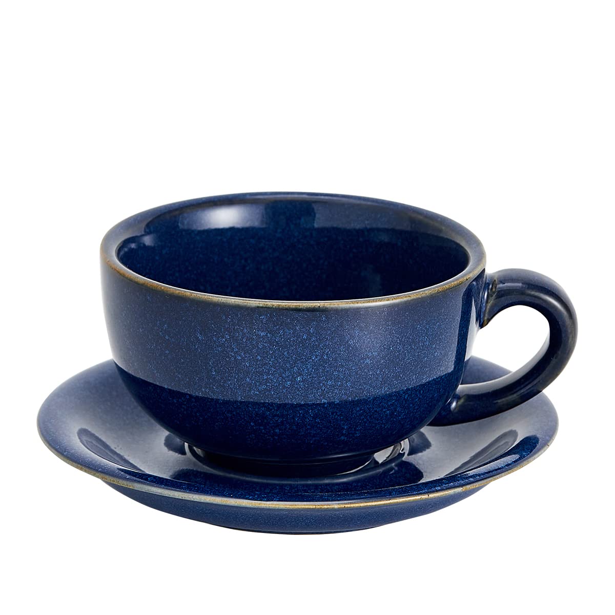 Coffeezone Vintage Design 12 oz Ceramic Latte Art Cappuccino Barista Cup with Saucer (Beige)