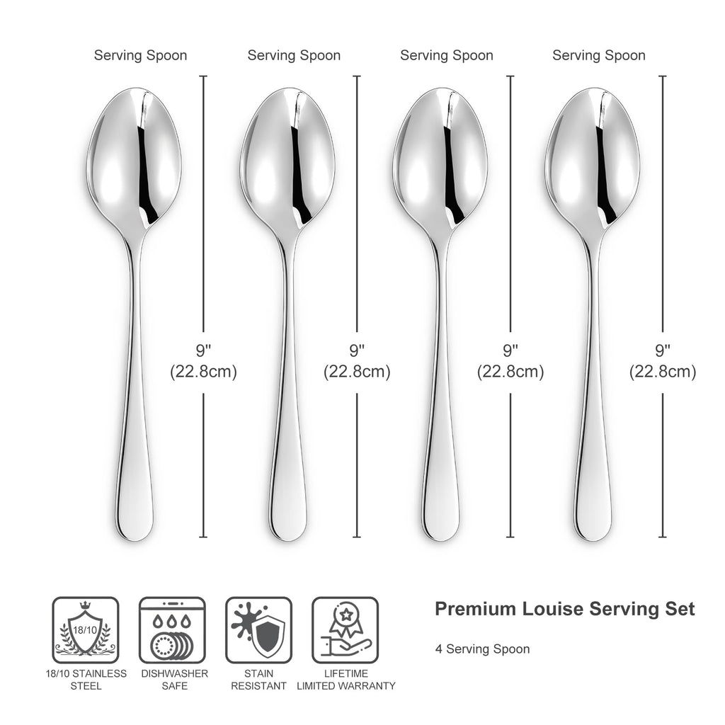 KEAWELL Premium Louise Spoons Set, Set of 4, 18/10 Stainless Steel, Exceptional mirror finish, Dishwasher Safe (5.6" Small Spoon)