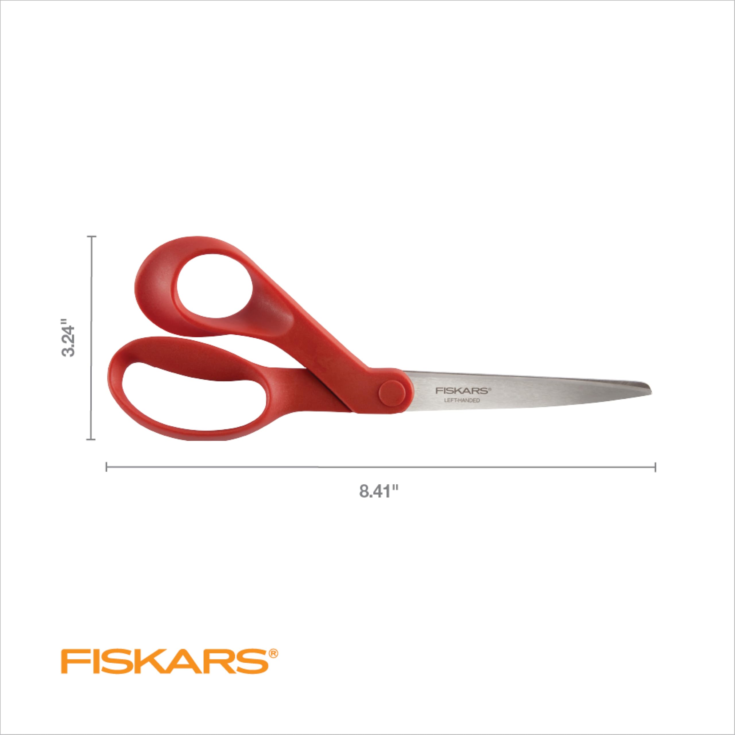 Fiskars 8" Original Orange-Handled Stainless Steel Scissors, Ergonomic and Keeps Material Flat, Sharp All-Purpose Paper and Fabric Scissors for Office, Arts, and Crafts