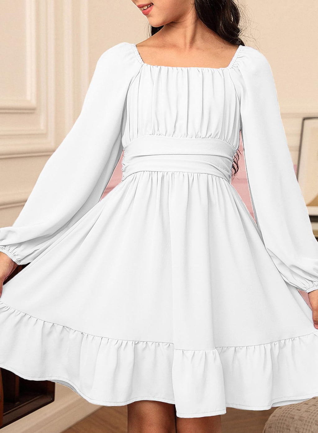 blibean Girls Fall Long Leeve Tie Back Dress Size 6-15 Years