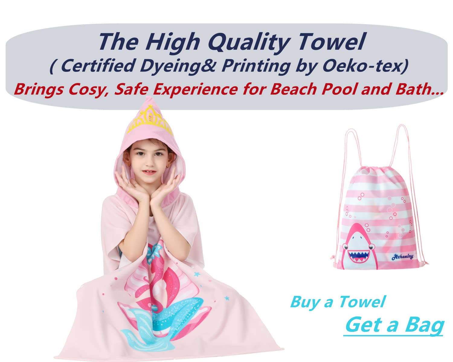 Soft Microfiber Swim Cover-ups for 3 to 10 Years Old Kids Hooded Bath Beach Poncho Towels (Alligator, Fits 3-10 Years)