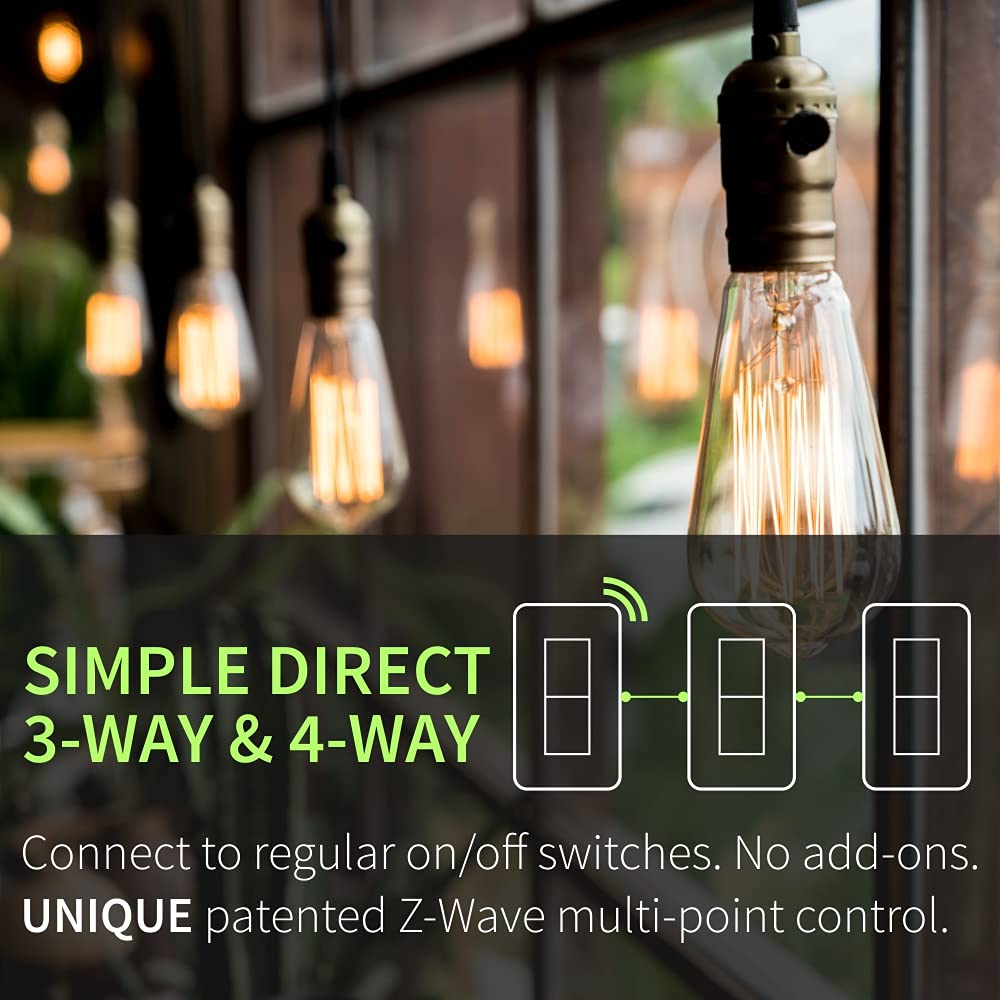 Zooz 800 Series Z-Wave Long Range Toggle Dimmer ZEN74, White | Direct 3-Way (No Add-On Switch Needed) | Z-Wave Hub Required