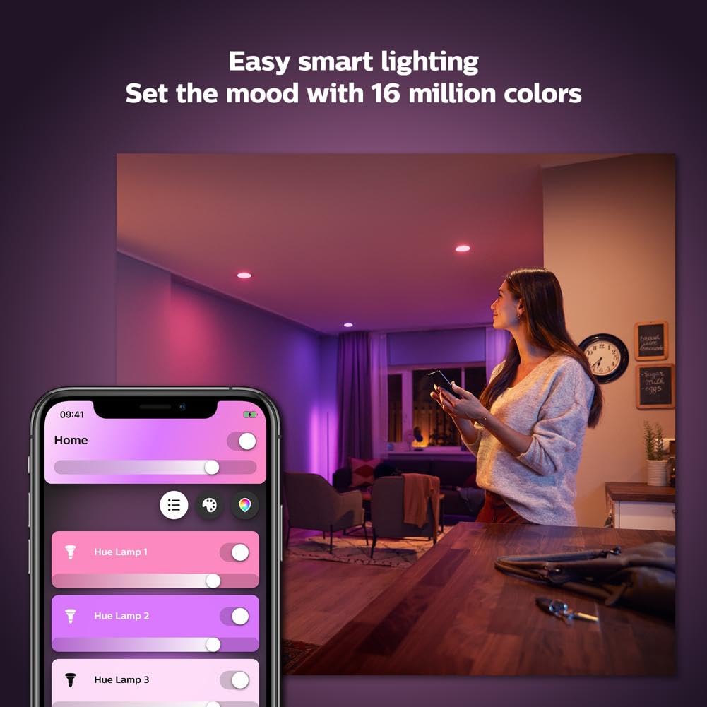 Philips Hue Smart Retrofit Recessed 5/6 Inch LED Downlight 1 Pack - White Ambiance Warm-to-Cool White Light 1100LM - Indoor Control with Hue App - Works with Alexa, Google Assistant and Apple Homekit