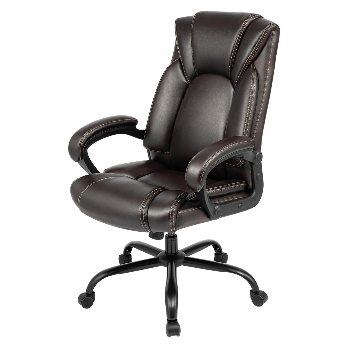 OUTFINE Office Chair Executive Office Chair Desk Chair Computer Chair with 5-Year hydrolysis-Resistant Leather Spring Cushion Ergonomic Support Tilting Function Upholstered in Bonded Leather Black