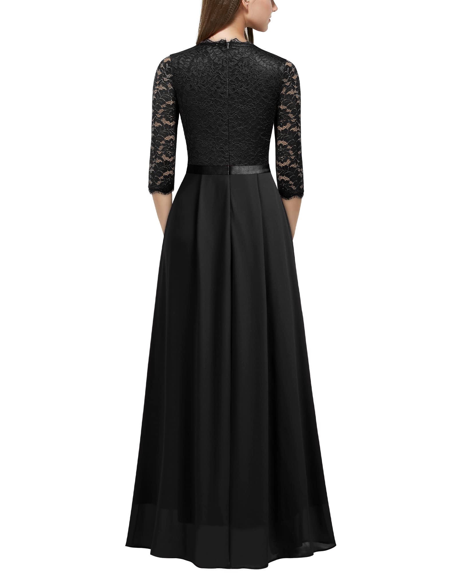 MISSMAY Women's Formal Floral Lace 2/3 Sleeves Long Evening Party Maxi Dress