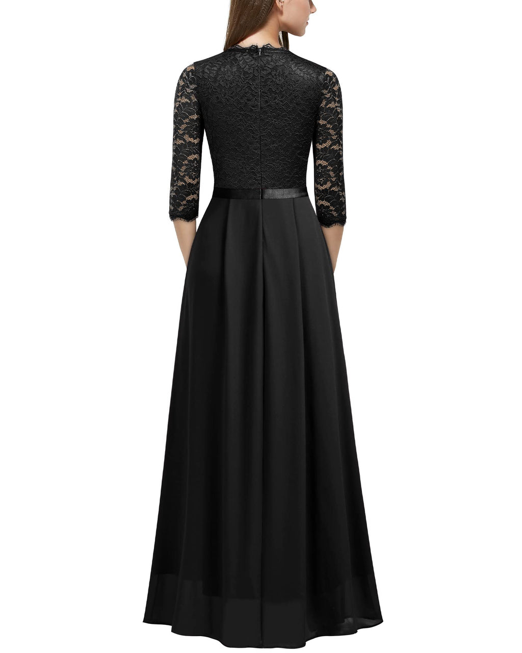 MISSMAY Women's Formal Floral Lace 2/3 Sleeves Long Evening Party Maxi Dress