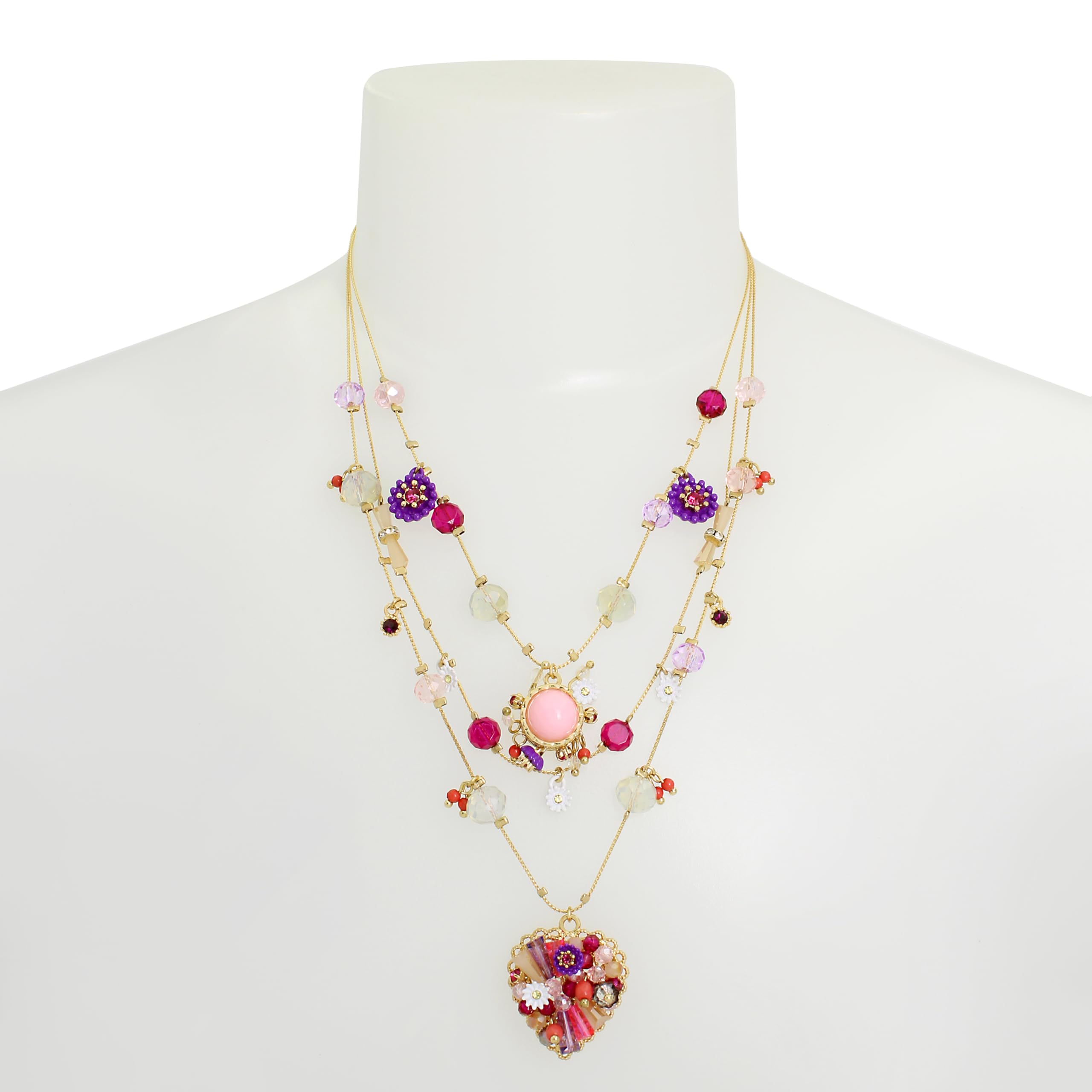 Betsey Johnson Womens Butterfly Charms Layered Necklace