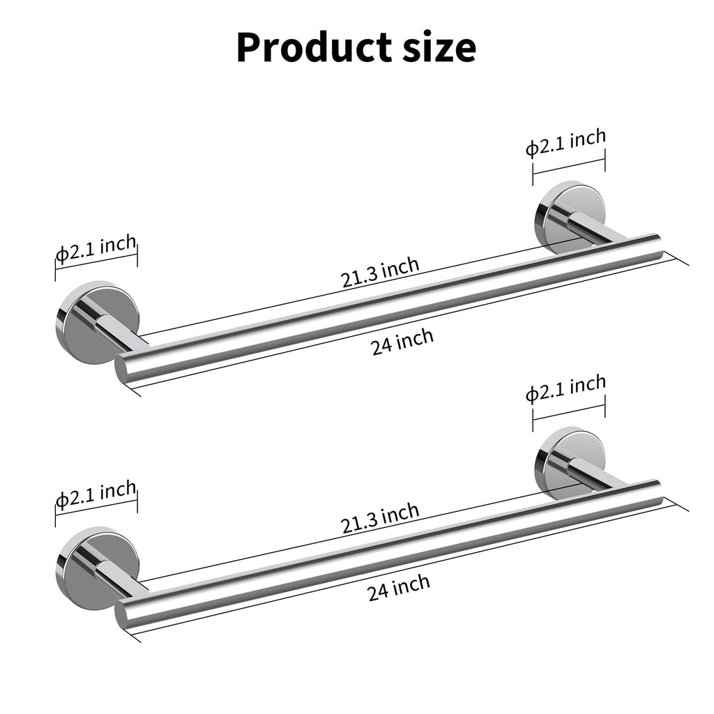 Cilee 2 Pieces Matte Black Bathroom Towel Bar, 24 Inch Double Towel Racks,Bathroom Towel Holder Towel Hanger for Bathroom Stainless Steel Wall Mount