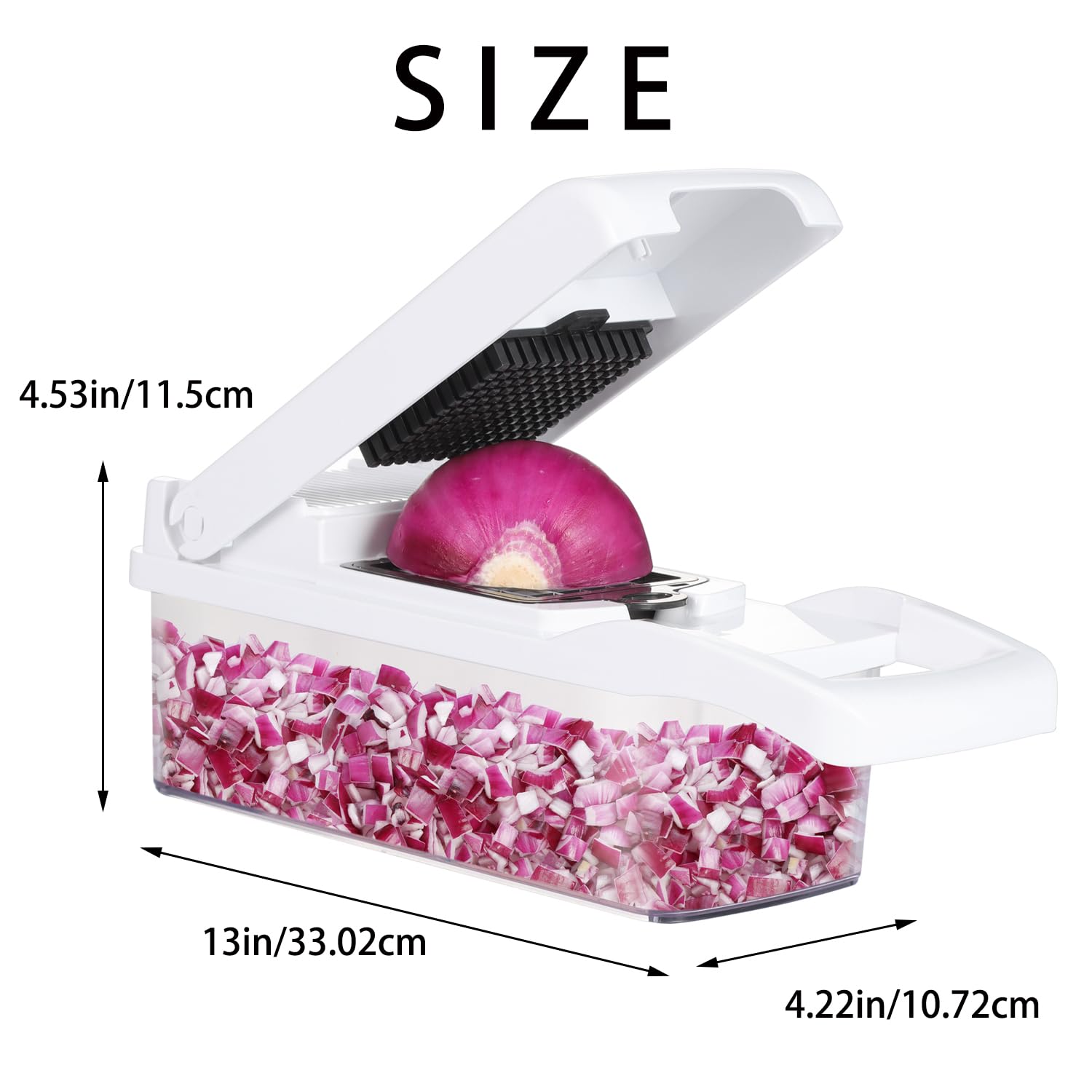 Ourokhome Vegetable Chopper Onion Cutter, 12 in 1 Professional Mandoline Slicer for Kitchen, Multifunctional Food Chopper for Potato, Tomato, Veggie with Strainer Basket, 8 Blades, Blue