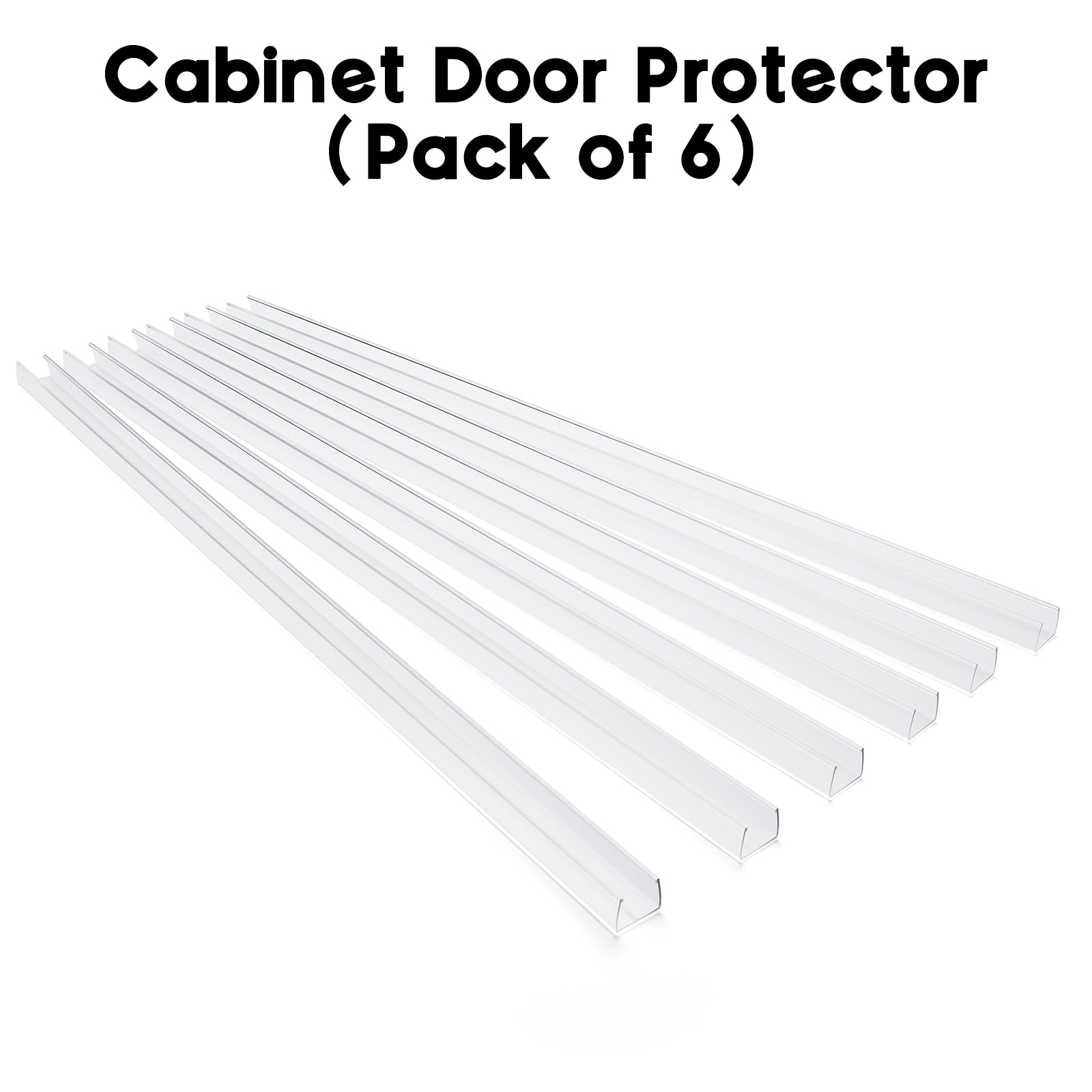 Cabinet Protector Edge Guard (Pack of 6), 17.7" Clear PVC Cabinet Edge Protectors for 3/4" Thick Kitchen Cabinets Doors – Slip-On No-Tool Sliding Installation