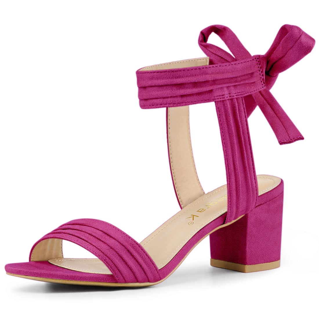 Allegra K Women's Open Toe Ankle Tie Back Block Heels Sandals