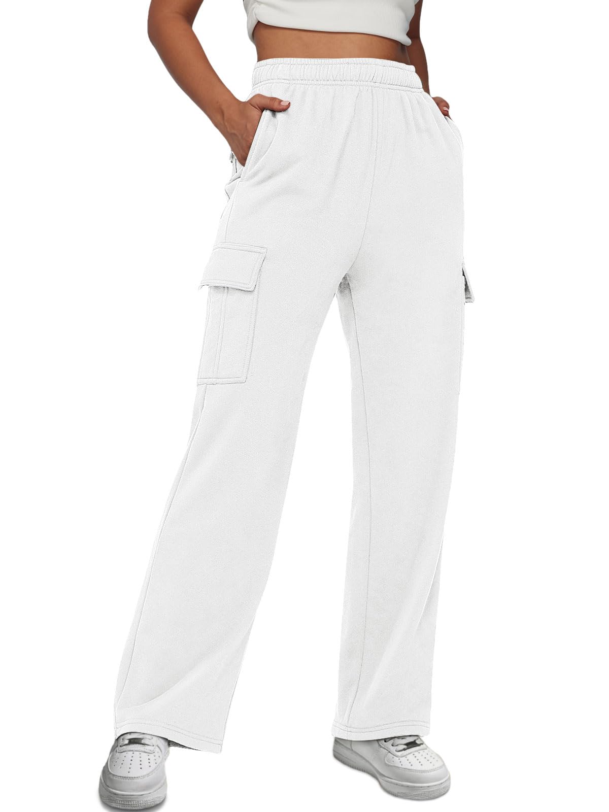 AUTOMET Womens Cargo Sweatpants Baggy Fleece High Waisted Joggers Sweat Pants Athletic Pants