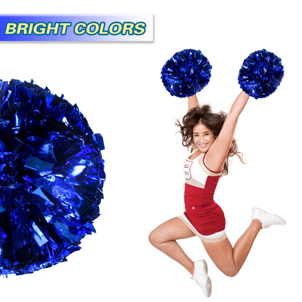 Lovecheer 2PCS/6PCS Metallic Pom Poms Cheerleading with Baton Handle Cheer Pompoms for Kids Adults Team Sports Spirit Party Cheering