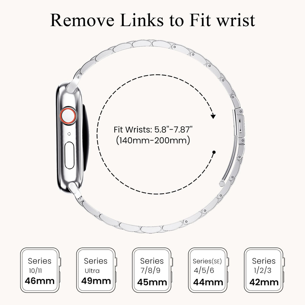 STIROLL Thin Replacement Band Compatible for Apple Watch 38mm 40mm 41mm 42mm(Series 11 10), Stainless Steel Metal Wristband Women Men for iWatch Ultra SE Series 9 8 7 6 5 4 3 2 1, Black