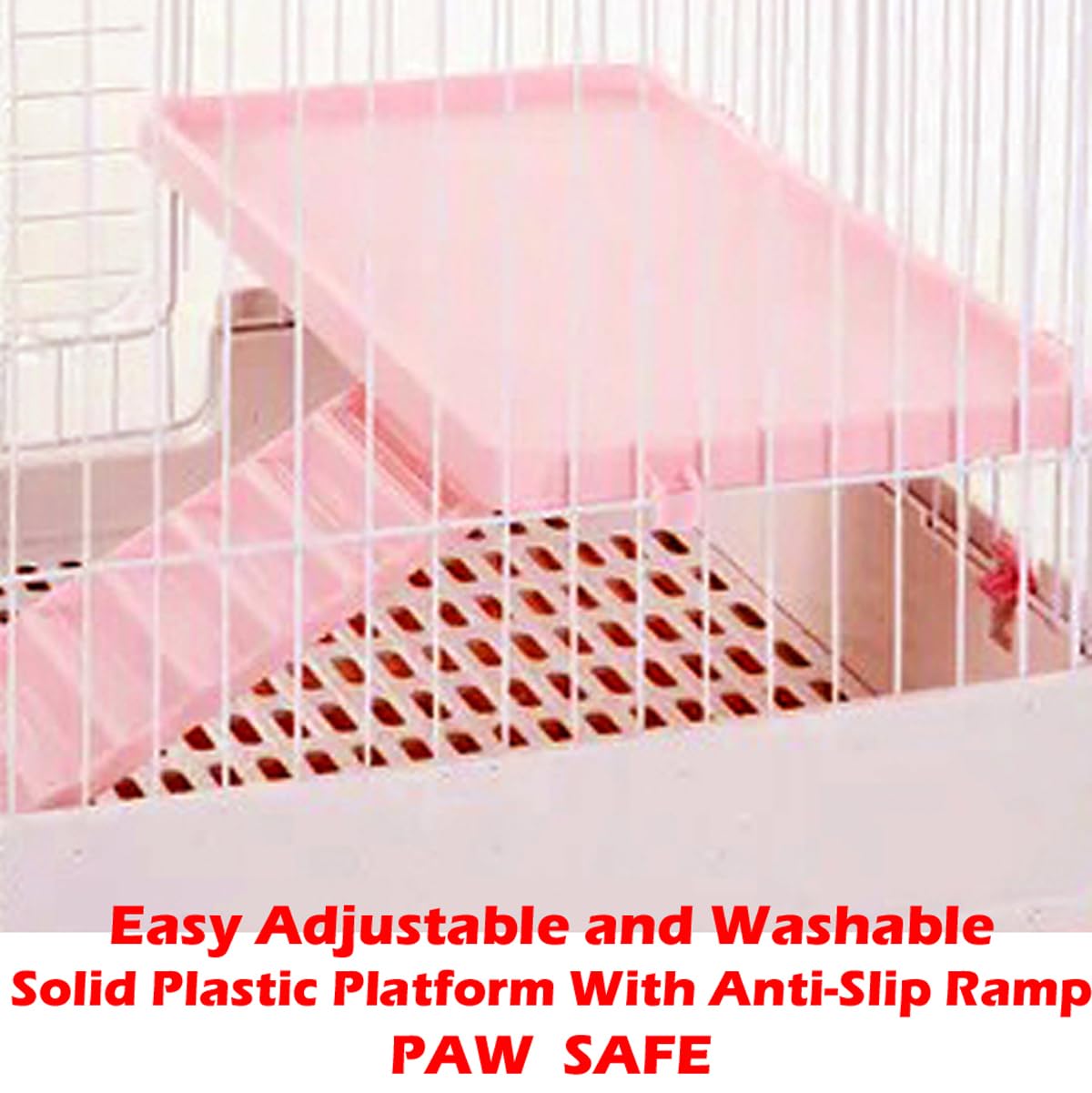 Deluxe 2-Level in/Outdoor Rabbit Hutch Cage for Ferret Squirrel Chinchilla Paw Safe Solid Platform Ramp Mesh Floor Pull Out Leakproof Easy Clean 2-Inch Deep Tray Large Access Doors Lockable Casters