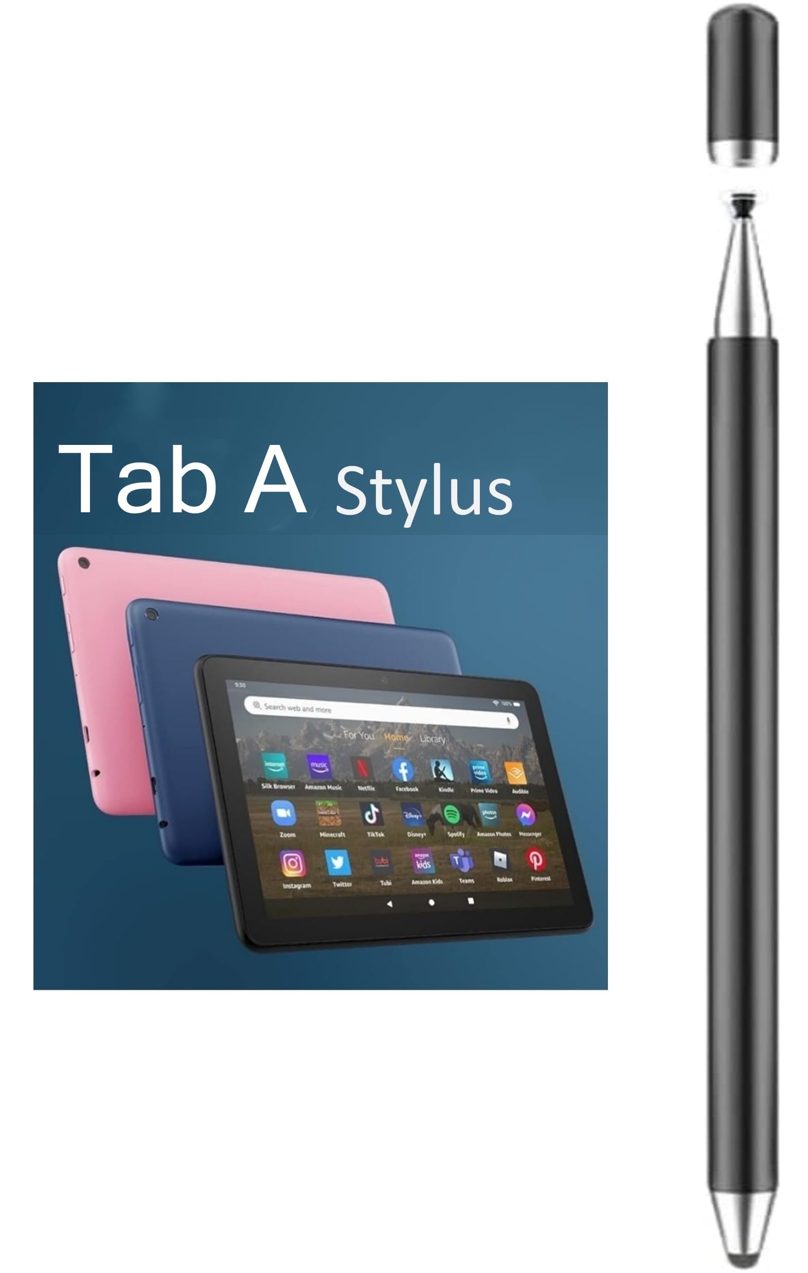 3-in-1 Stylus Pen for Samsung Galaxy Tab A11/A11+/A9+/A9/A8/A8 Plus/A7/A7 Lite, Stylus for iPad Pro/iPhone/Fire/Surface Tables Android,&iOS All Touch Devices (3 in 1 Black)
