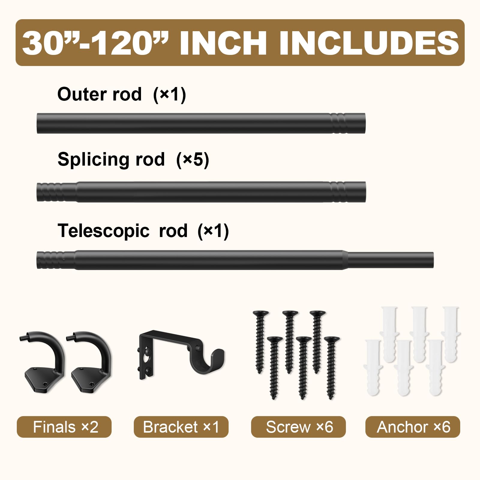 GXOACKJ Black Wrap Around Curtain Rods for Windows 28 to 48 inch, 5/8 inch Industrial Telescoping Blackout Curtain Rods for Bedroom & Outdoor