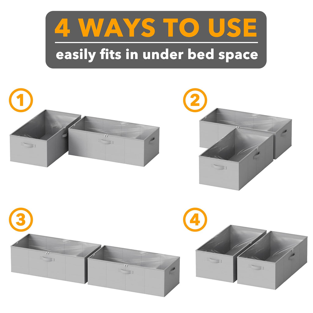 SpaceAid Paquete de 2 Contenedores de Almacenamiento Debajo de la Cama de 10" de Alto, Organizadores Grandes de Almacenamiento Debajo de la Cama con Tapas para Dormitorio, Residencia Estudiantil, Ropa