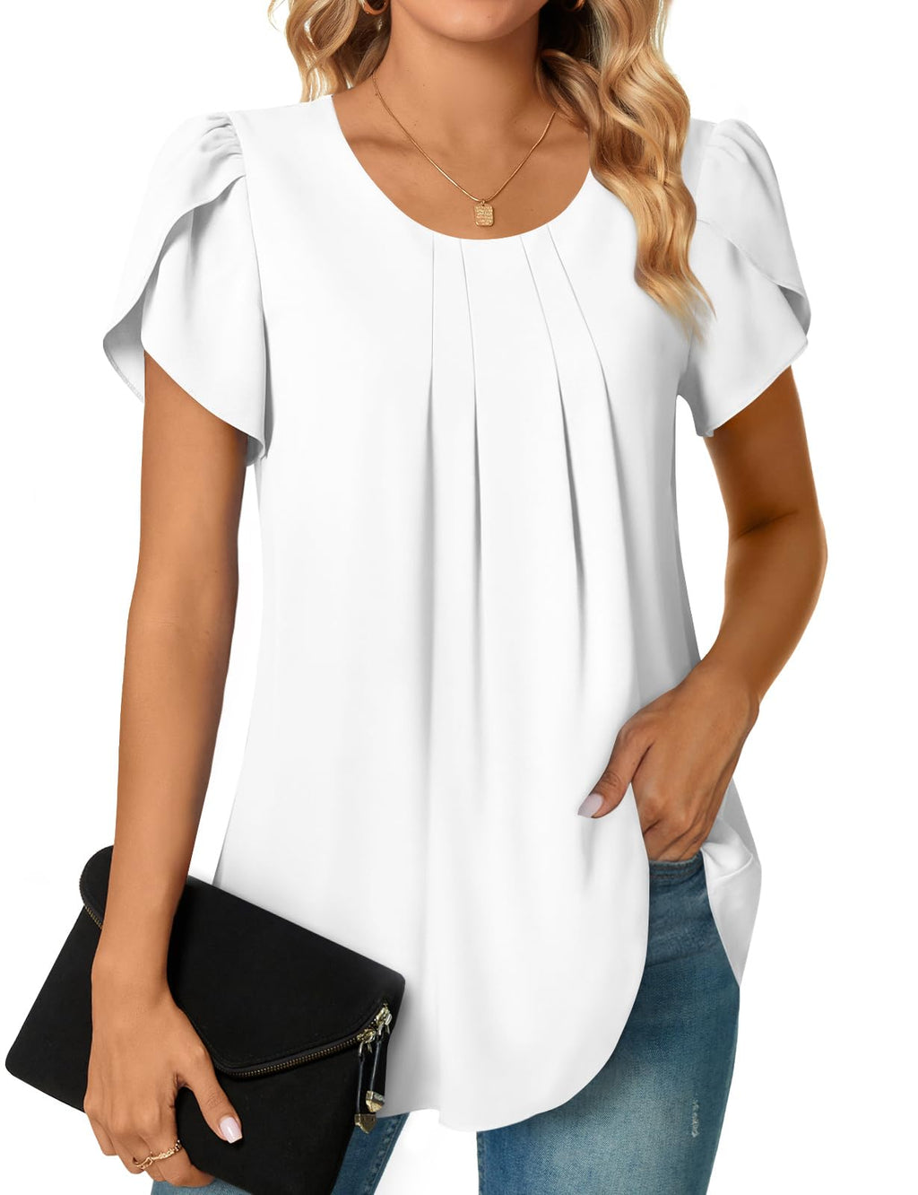 Bestbee Womens Plus Size Tops Dressy Casual Summer Chiffon Blouses Short Sleeve Dress Shirts Business Loose Fit Tunics