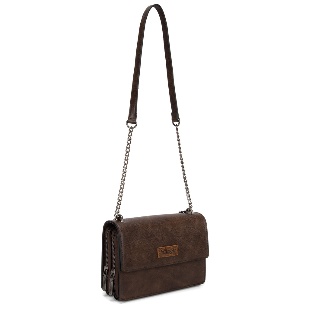 Wrangler Flap Crossbody Purse for Women Shoulder Bag Vintage Wallets with Chain Strap