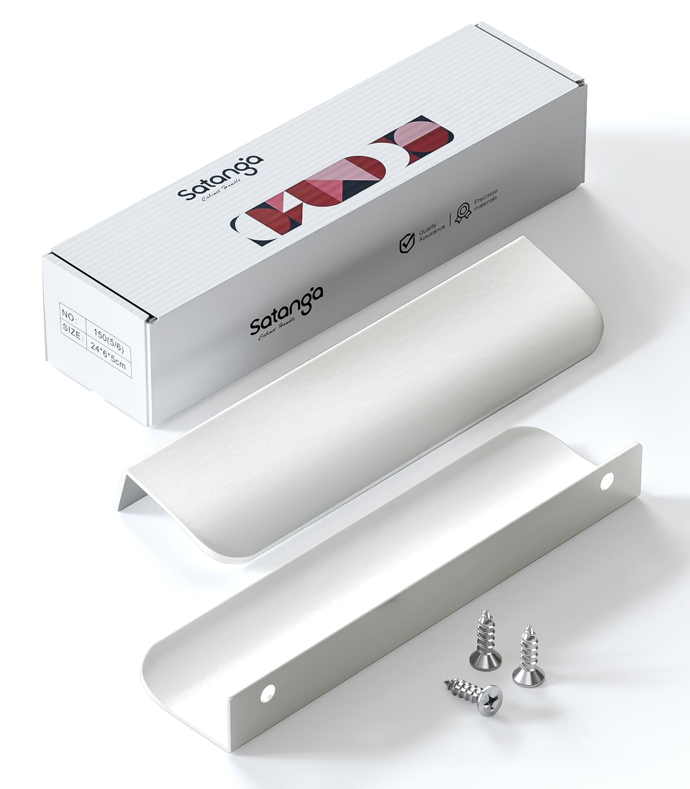 Satanga Edge Finger Pulls for cabinets Kitchen Concealed Drawer Pull Aluminum Hidden Back Mount Door Handle for Home Pack of 5 Modern White 3 Inch Overall Length Easy Installation