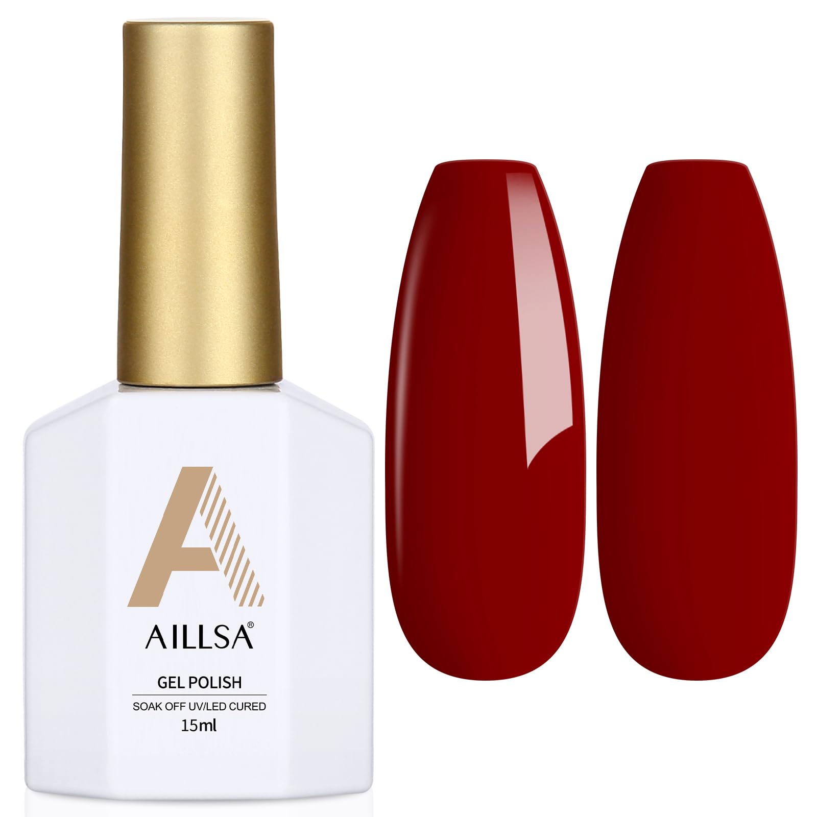 AILLSA Red Gel Nail Polish Ruby Red Gel Polish Bright Rose Color Polish Apple Candy Nails Long Lasting Soak Off U V Gels Nail Polish Nail Art Manicure Salon at Home 0.51 Fl Oz