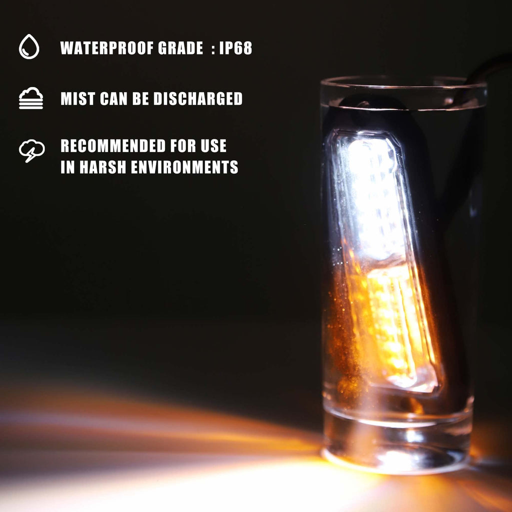 WINECO Amber led strobe lights for trucks 8pcs 12-LED Surface Mount Flashing Strobe Lights kit for Trucks Car Vehicles LED Mini Grille Grill Strobe Light Head Emergency Hazard Warning lights