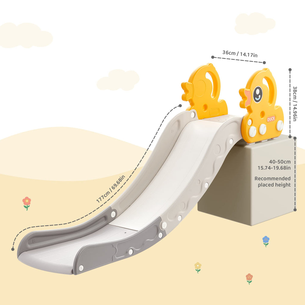 Indoor Kids Baby Couch Slide for Toddler 1-3, Sofa Slide Add-on Attachment for Bed Nugget Playgrounds, with Secure Base Guardrail, Gentle Slope Extended Buffer Zone, Fun Car Design, Blue