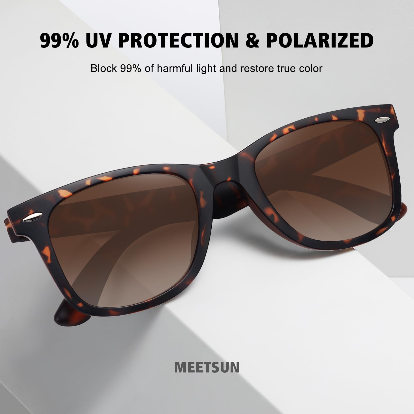 MEETSUN Retro Polarized Sunglasses for Women Men Classic Mirror Lens Driving Trendy Sun Glasses UV Protection (3 Pack)