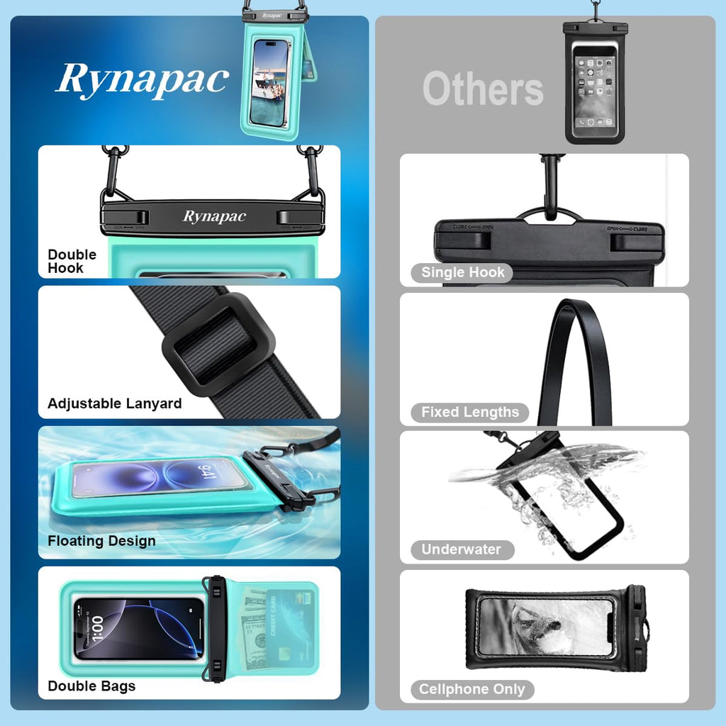 [Up to 8.5''] Floating Waterproof Phone Pouch 2 Pack, IPX8 Double Space Waterproof Phone Case with Lanyard for iPhone 17 16 15 Pro Max, Galaxy S26 Ultra, Cellphone Dry Bag Beach Cruise Ship Essentials
