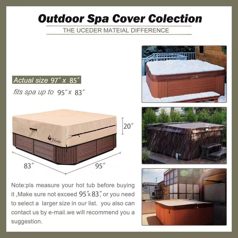Round Hot Tub Cover Outdoor Waterproof Spa Cover Cap(83''x 20'') 600D Heavy Duty Polyester Hot Tub Cover Protector(Brown)