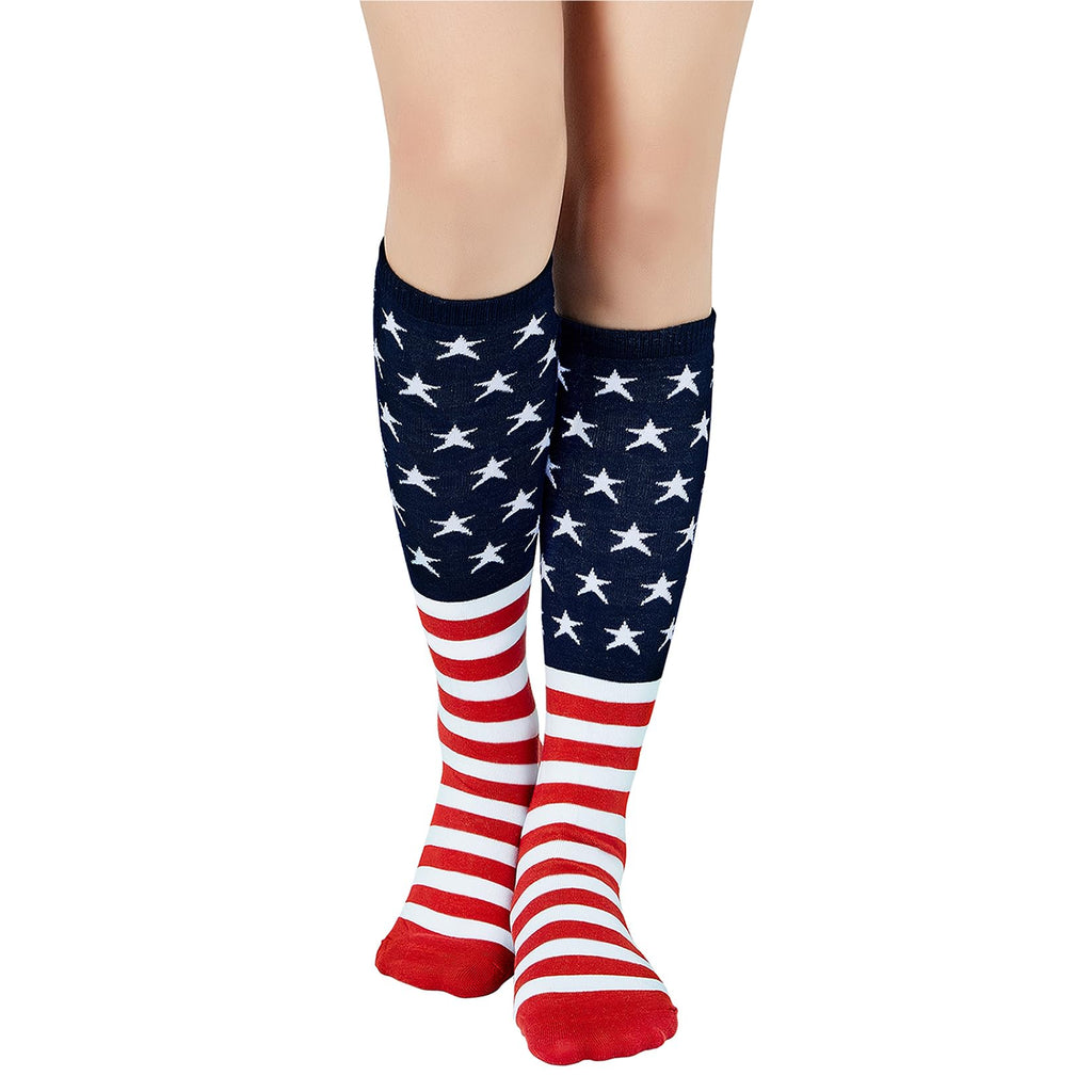 Century Star Knee High Striped Socks for Women - Long Thin Tube Sports Thigh High Socks Tall Stockings