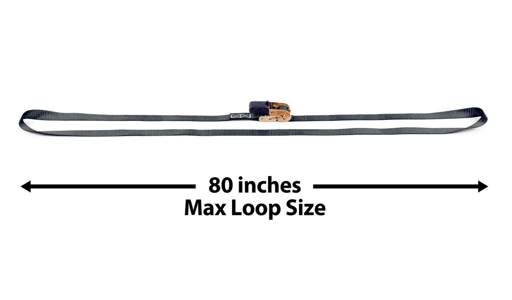 PowerTye 1in x 4ft Easy-Grip Light-Duty Endless Ratchet (no Hooks) - 400 lb. Working Load Limit / 1,200 lb. Breaking Strength - Black 2-Pack