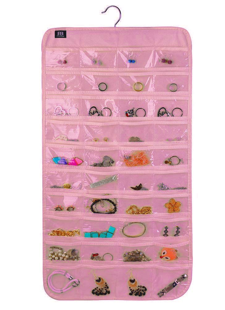 BB Brotrade Hanging Jewelry Organizer,Accessories Organizer,80 Pocket Organizer for Holding Jewelries（Beige）