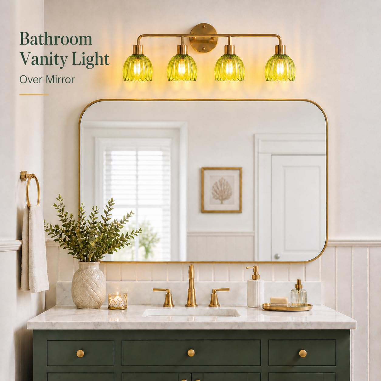1-Light Gold Brass Bathroom Light Fixture,Wall Sconces set of 2,Brushed Gold Vanlity Light Over Mirror,Bathroom Vanity Light with White Tulip Glass Flower Shade,E26 Socket(Bulbs Not Included)