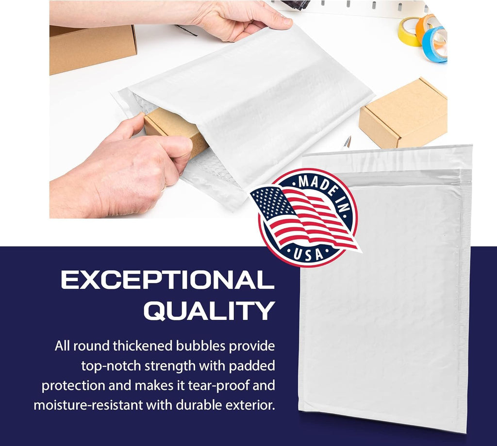 200-Pack Waterproof Poly Bubble Mailers 5 x 10 - Thick, Durable, Instant Seal Envelopes with Strong Adhesive - Protective Shipping Mailers for Jewelry, Cosmetics, SD Cards, USB Cables