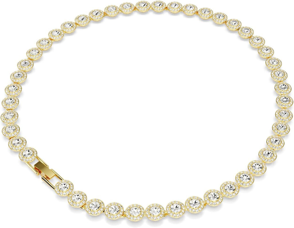 Swarovski UNA Angelic Tennis Necklace, Round Cut, Clear, Gold-Tone Finish